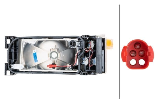 Koplamp Rechts (H4/P21W, elektrisch, zonder motor, met RHD  voor links verkeer, kleur invoegen: zilver, kleur indicator: geel) past: SCANIA 4, G I, P I, R I, T 05.95-05.19