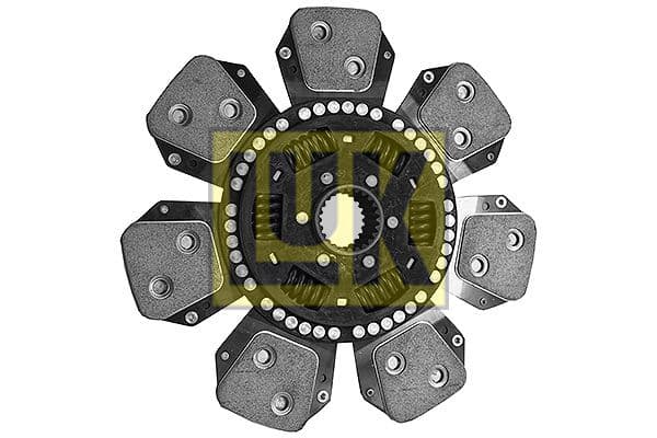 Koppelingsplaat/plaat (350mm  aantal peddels: 7) past: DEUTZ FAHR 115, 130, 150, 170, 610 TIER 3, 620 TIER3  HUERLIMANN 140, 160  LAMBORGHINI R 5.130, R 5.140 EVO, R 5.140 EVO TIER 3, R 5.150