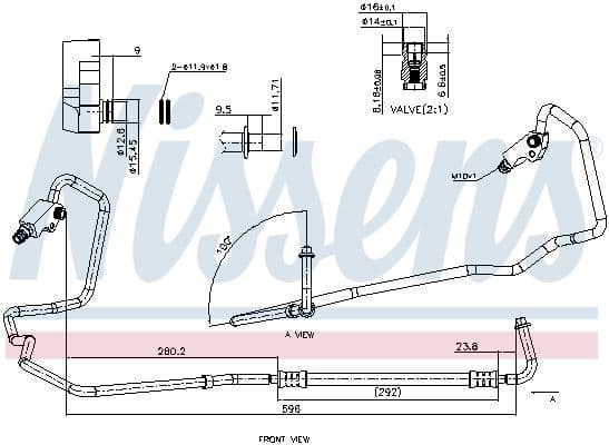 Airco slang/pijp (van aircocompressor naar condensor) past: FIAT 500, 500 C  FORD KA 1.2/1.4 07.07-