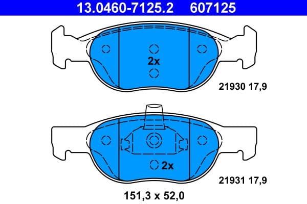 Remblokken set Voor , past: FIAT PUNTO 1.2/1.2CNG/1.9D 04.97-03.12