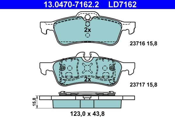 Keramische remblokken Achter , past: LINCOLN CONTINENTAL  MINI (R50, R53), (R52) 1.4D/1.6/3.8 09.87-07.08