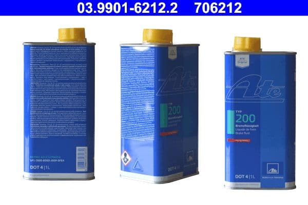 Brake fluid DOT4 (1L) [droog: 280°C, nat: 198°C, viscositeit: 1400mm²/sec.] SAE J1703, ISO/DIN 4925 - om de 3 jaar vervangen