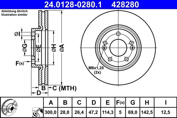 Brake disc Voor Links/Rechts past: HYUNDAI I30, I40 I, I40 I CW, IX35, SONATA V, TUCSON  KIA CARENS IV, OPTIMA, RIO III, SPORTAGE II, SPORTAGE III 1.25-3.3 06.04-