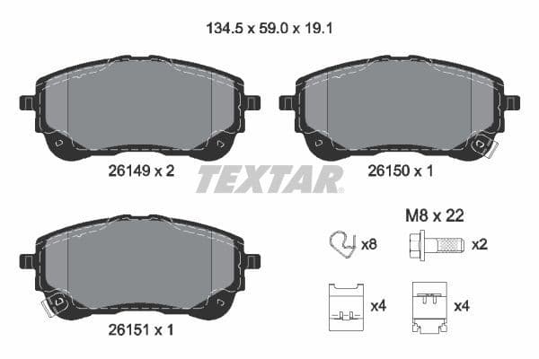 Remblokken set Voor , past: LEXUS LBX  SUZUKI SWACE  TOYOTA COROLLA, COROLLA CROSS, YARIS CROSS 1.2-2.0H 10.18-