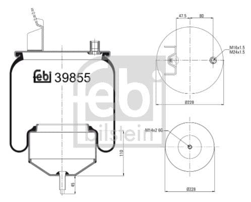 Luchtveringsbalgen Achter (diameter: 169/228mm) past: VOLVO FH, FH II, FH III, FH12, FH16, FH16 II, FL, FL6, FM, FM II, FM III, FM10, FM12, FM7, FM9, FMX, FMX II, FMX III 09.85-