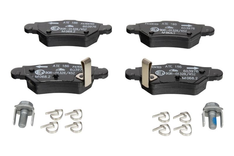 Remblokken set Achter (met extra's  met remklauw geleidingsbouten), past: CHEVROLET VIVA  OPEL ASTRA G, ASTRA G CLASSIC, ZAFIRA A 1.2-2.2D 02.98-12.09