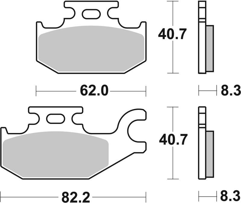 Brake pads Voor, beoogd gebruik: offroad, materiaal: sinter-SD, 40,7x62x8,2/8,3mm past: SUZUKI LT-A, LT-F 400-750 2005-2013