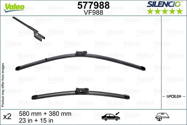 Wisserblad voegloos Voor met spoiler (2pcs) Silencio 580/380mm past: NISSAN JUKE 08.19-