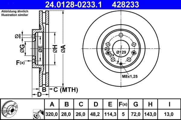 Brake disc voor Links/Rechts (320mmx28mm) past: FORD USA EDGE  LINCOLN MKX  MAZDA CX-7, CX-9 06.06-