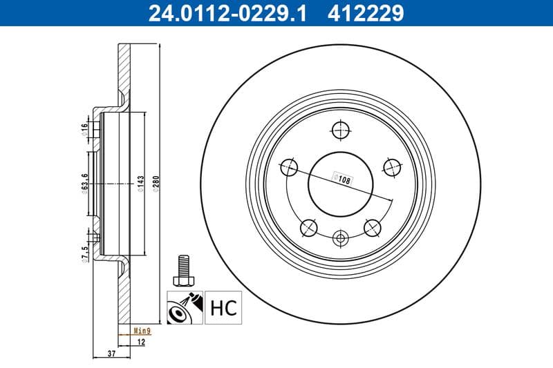 Brake disc Achter Links/Rechts past: VOLVO XC40 1.5-2.0H 10.17-