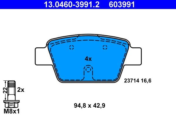 Remblokken set Achter (met remklauw geleidingsbouten), past: ALFA ROMEO MITO  FIAT BRAVO, BRAVO II, MULTIPLA, STILO  LANCIA DELTA III 0.9-2.4 04.99-10.18