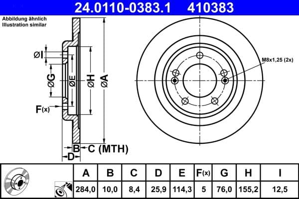 Brake disc Achter Links/Rechts past: HYUNDAI I30  KIA CEE'D, PRO CEE'D 1.0-2.0D 12.06-