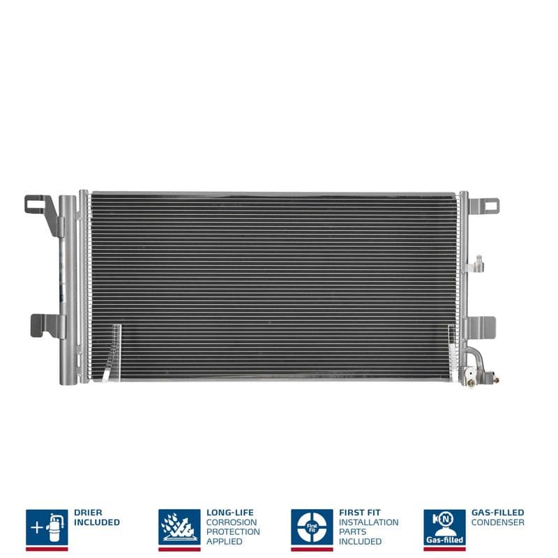 A/C condensator (met droger, (EN) additional fitting elements) past: AUDI A4 ALLROAD B9, A4 B9, A5, A6 C8, A7 1.4-3.0DH 05.15-