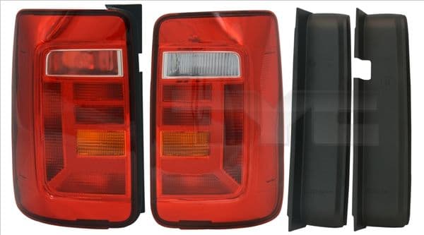 Achterlicht Links (kleur van het glas red, versie met achterdeur) past: VW CADDY IV 2D 05.15-09.20