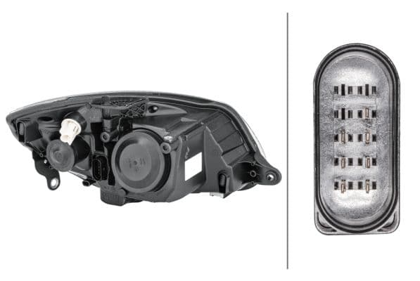 Koplamp Links (H4/PY21W/W5W, elektrisch, met motor) past: SKODA FABIA II, ROOMSTER 03.06-12.10