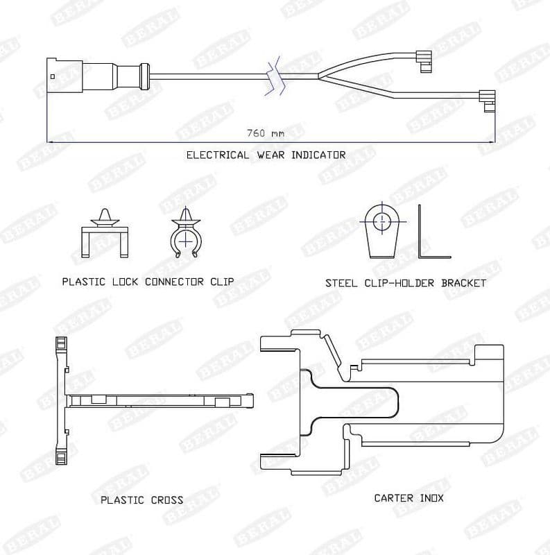 Sensor remblokslijtage lengte: 760mm (set voor as  ST7 WVA 29319) past: SAF