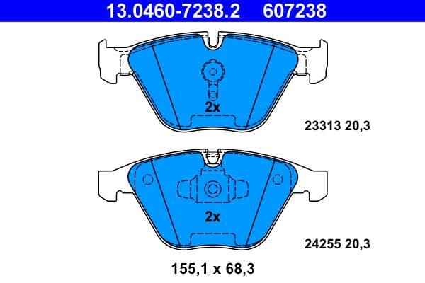 Remblokken set Voor , past: BMW 3 (E90), 3 (E91), 3 (E92), 3 (E93), X1 (E84), Z4 (E89) 1.6-3.0D 12.04-08.16