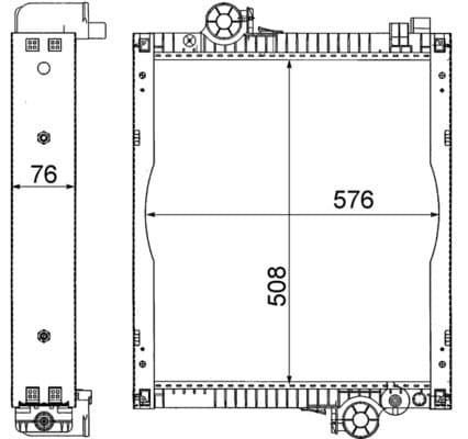 Motorradiator ((en) with frame) past: JOHN DEERE 100, 110, 200, 210, 300, 310, 310L, 400, 410L, 500, 510, 600, 6000, 6003, 6010, 6010 SE, 6020, 6020 SE, 6030, 6040, 6090MC, 6090RC, 6095 B, 6100