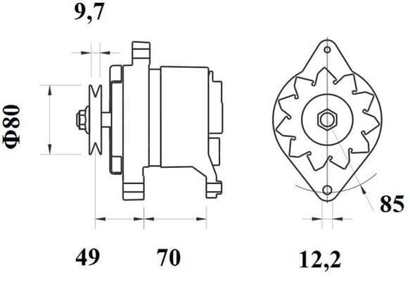 Dynamo (14V, 55A, (en) new with a deposit), DEUTZ FAHR 310, 320, 57, 60, 65, 67, 70, 75, 80, 90, 310 ECOLINE, 315 ECOLINE, 320 ECOLINE, 410, 410 ECOLINE, 420, 4.80 MK1  FIAT 1000, 1000 S, 1180