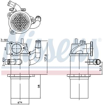 Uitlaatgassen radiator past: AUDI A4 ALLROAD B8, A4 ALLROAD B9, A4 B8, A4 B9, A5, A6 C7, Q5 2.0D 11.07-