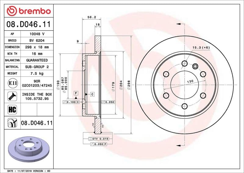 Brake disc Achter Links/Rechts past: MERCEDES SPRINTER 3,5-T (B907), SPRINTER 3,5-T (B907, B910), SPRINTER 3-T (B907), SPRINTER 3-T (B910), SPRINTER 3-T (B910, B907) 2.0D-Electric 02.18-