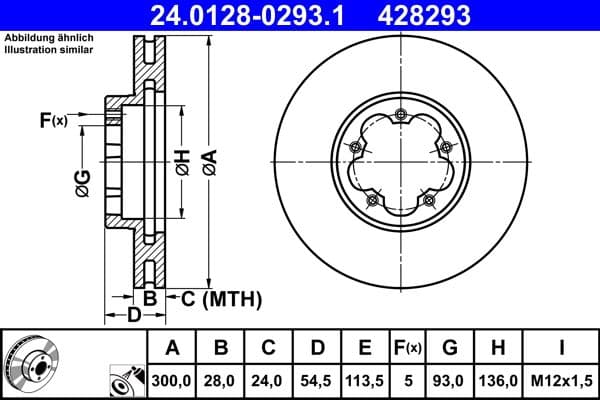 Brake disc Voor Links/Rechts past: FORD TRANSIT 2.2D-3.2D 04.06-12.14
