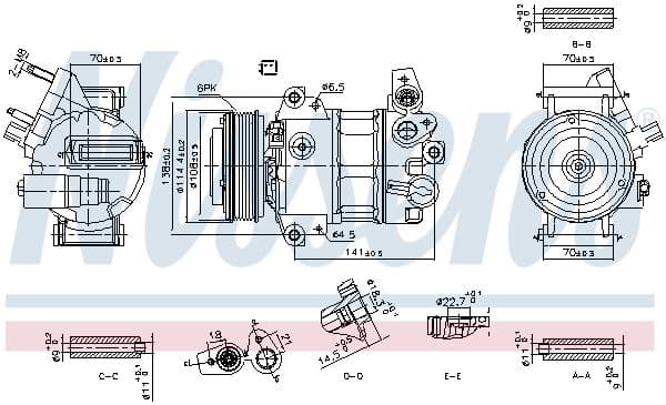 Airconditioning compressor past: FORD ECOSPORT, FIESTA VII, TOURNEO COURIER B460, TRANSIT COURIER B460 1.0/1.1 10.13-