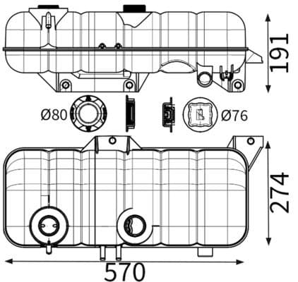 Koelvloeistof expansievat (met niveausensor) past: VOLVO NH12 D12A420-D12D380 01.97-