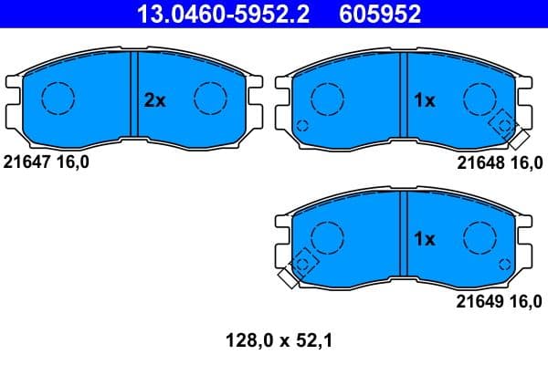 Remblokken set Voor , past: DODGE AVENGER  MITSUBISHI COLT III, COLT IV, ECLIPSE, ECLIPSE I, ECLIPSE II, ECLIPSE III, GALANT VI, GALANT VII, GALANT VIII, L200, LANCER IV 1.6-2.5D 11.87-12.07
