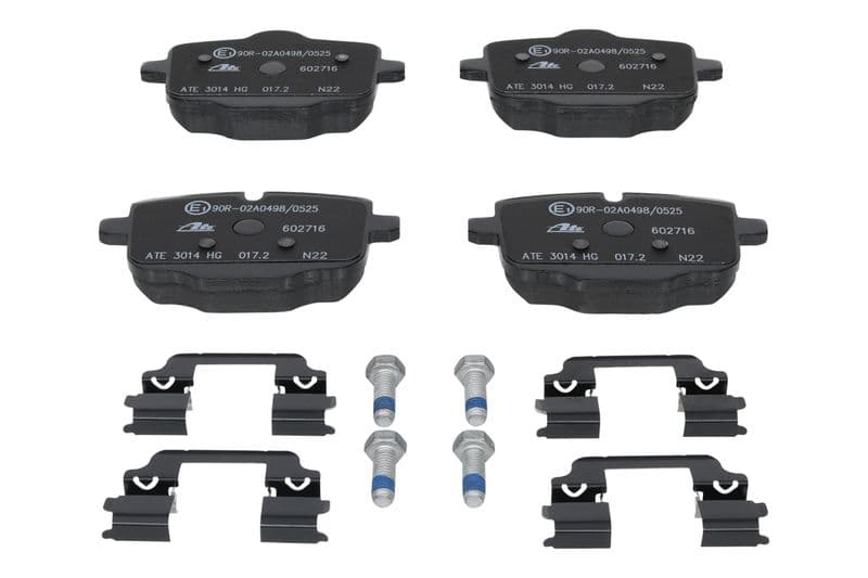 Remblokken set Achter (met extra's  met remklauw geleidingsbouten), past: BMW 3 (G20, G80, G28), 5 (F10), 5 (F11), 5 (G30, F90), 5 (G31), 6 (F12), 6 (F13), 6 GRAN COUPE (F06) 1.6-Electric 01.10-