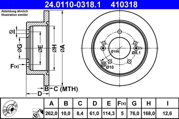 Brake disc Achter Links/Rechts past: HYUNDAI SONATA V, TUCSON, XG  KIA MAGENTIS II, SPORTAGE II, SPORTAGE III  SUBARU IMPREZA 2.0-3.5 12.98-12.15
