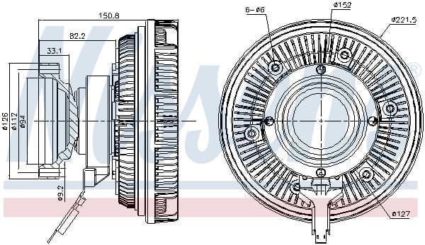 Ventilatorkoppeling (222mm, aantal bladen: 8, aantal pinnen: 5) EURO 6 past: VOLVO FM II, FMX II D11A-330-G13C460 01.10-