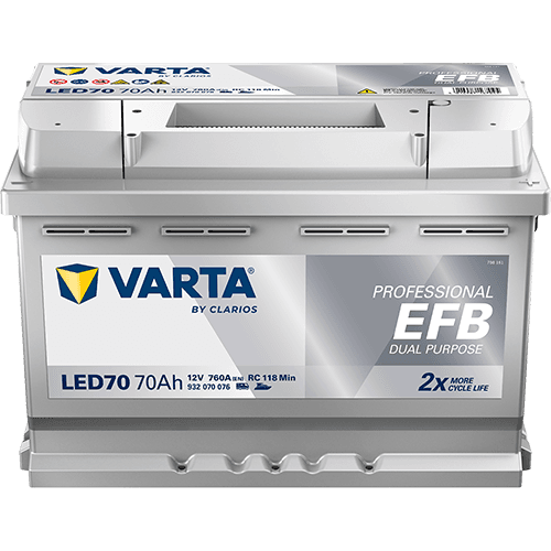 Batterij VARTA 12V 70Ah (EN) PROFESSIONAL DUAL PURPOSE EFB R+ 278x175x190mm, B13 - montageflens 10,5 mm efb/tweeledig doel
