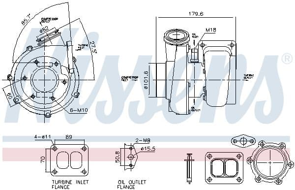 Turbocompressor (met bevestigingskit) past: MAN TGA, TGS I, TGX I D2676LF01-D2676LFAY 02.04-