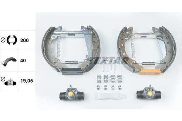 Remtrommelset (schoen, cilinder, veren) past: AUDI 80 B3, 90 B3  SEAT IBIZA IV, IBIZA IV SC  SKODA FABIA II, FABIA II PRAKTIK, FABIA III, FABIA III PRAKTIK, FABIA IV 1.0-1.9D 09.86-