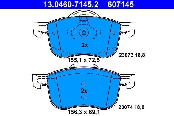 Remblokken set Voor , past: VOLVO S60 I, S80 I, V70 I, V70 II, XC70 I 2.0-3.0 12.95-04.10