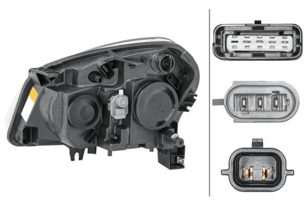 Koplamp Rechts (H7/H7/PY21W/W5W, elektrisch, met motor, met gloeilamp, kleur invoegen: verchroomd) past: NISSAN QASHQAI I J10 11.06-04.10