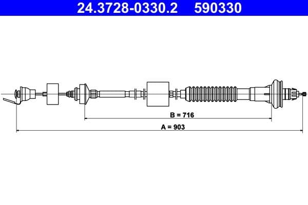 Koppelingskabel (903mm/672mm) past: CITROEN XSARA PICASSO 1.6-2.0D 12.99-12.11