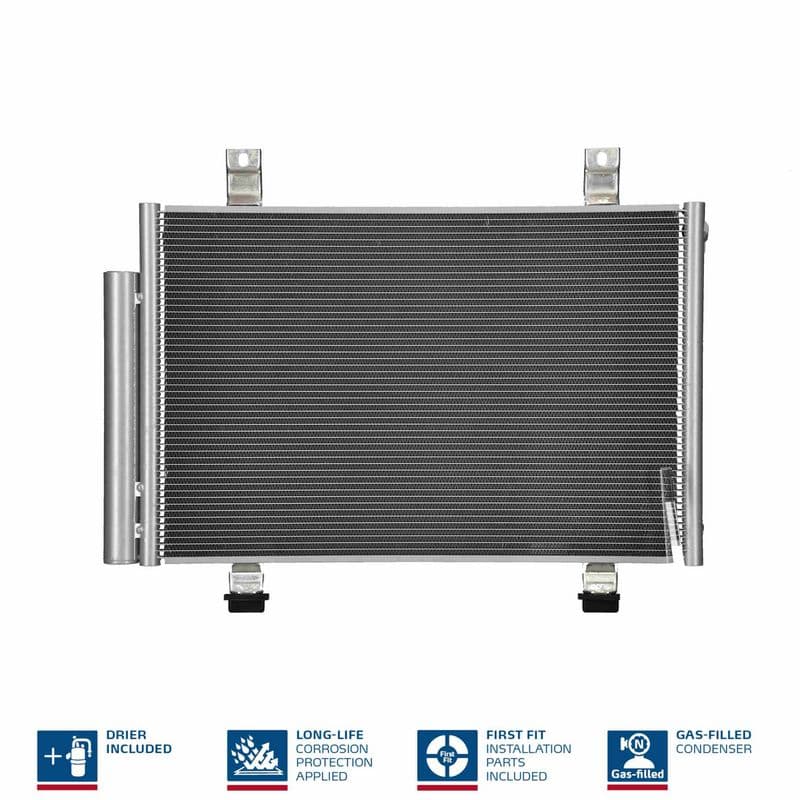 A/C condensator (met droger, (EN) additional fitting elements) past: SUZUKI SWIFT III, SWIFT IV 1.3-1.6 02.05-