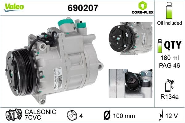 Airconditioning compressor past: BMW 3 (E46), X3 (E83), X5 (E53) 2.2-4.8 01.00-12.07