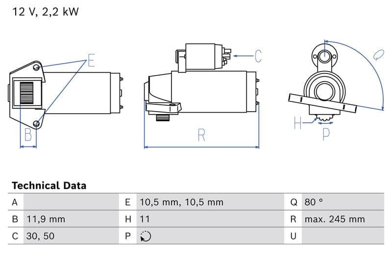 Starter (12V, 2,2kW, gereviseerd) past: FORD TOURNEO CUSTOM V362, TRANSIT CUSTOM V362, TRANSIT V363 2.0D/2.0DH 12.15-