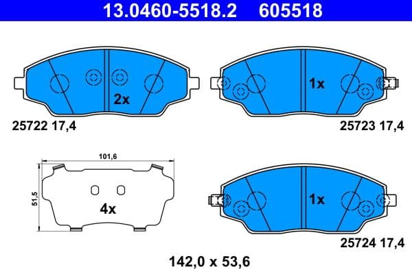 Remblokken set Voor , past: CHEVROLET AVEO 1.2-1.6 03.11-