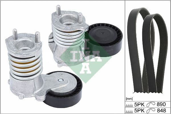 V-snaren set (met rollen) past: VOLVO C30, C70 II, S40 II, V50  FORD FOCUS II, KUGA I 2.0D-2.5 01.04-06.13