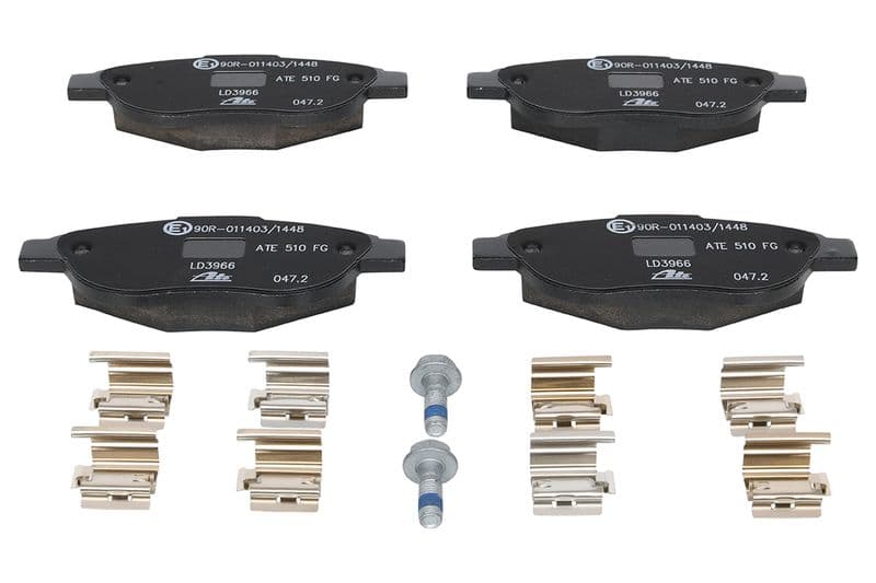 Keramische remblokken Voor (met extra's  met remklauw geleidingsbouten), past: CITROEN C3 I, C4, C4 I, XSARA, XSARA PICASSO  PEUGEOT 1007, 206, 207, 307, PARTNER 1.4-2.0D 02.98-