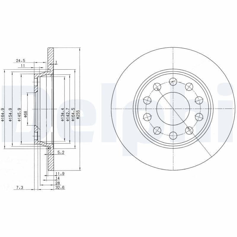 Remschijf set (2 stuks) Achter Links/Rechts past: AUDI A4 B5, A4 B6, A4 B7, A4 B8  SEAT EXEO, EXEO ST 1.6-3.0D 03.96-12.15