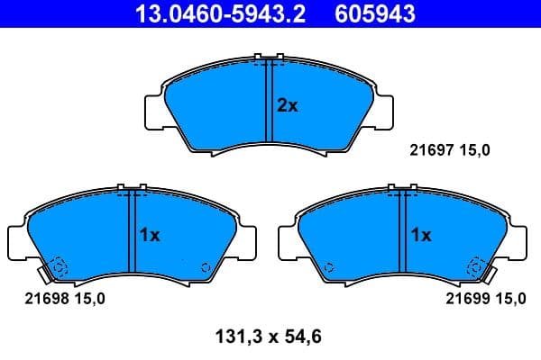 Remblokken set Voor , past: HONDA CAPA, CITY IV, CITY V, CIVIC V, CIVIC VI, JAZZ II, JAZZ III, LOGO, ODYSSEY 1.2-3.5 10.91-