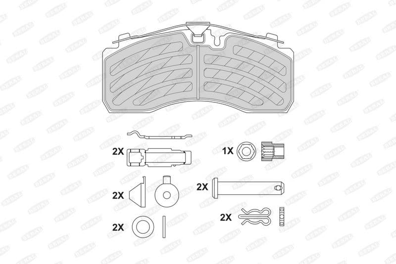 Remblokken set , past: DAF LF 45, LF 55, SB  IVECO EUROCARGO I-III, EUROCARGO IV, EUROCARGO V, EUROFIRE II  MAN M 2000 L, M 2000 M, TGA, TGM I, TGM II, TGS I, TGS II, TGX I 10.5D-Electric 01.72-
