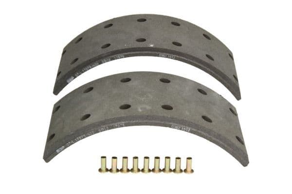 Brake shoe lining Voor (. 2-overmaats) past: MERCEDES LK/LN2 01.84-12.98