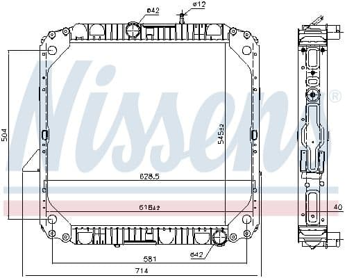 Motorradiator ((en) with frame) past: MERCEDES LK/LN2 OM356.908-OM904.907 01.84-12.98