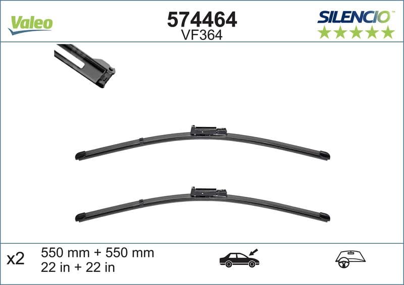 Wisserblad voegloos Voor met spoiler (2pcs) VF364 Silencio Xtrm 550mm past: AUDI A6 ALLROAD C6, A6 C6 05.04-08.11
